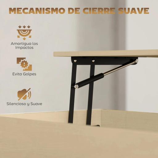 Mesa de Centro Elevable con Cierre Suave Espacio Oculto de Almacenaje y Estante Abierto 95x40x59 cm Natural y Blanco [2]