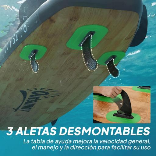 Tabla Paddle Surf Hinchable SUP Extra Largo de 335 cm con Asiento Remo Convertible Aletas Bomba y Mochila Carga 180 kg [1]