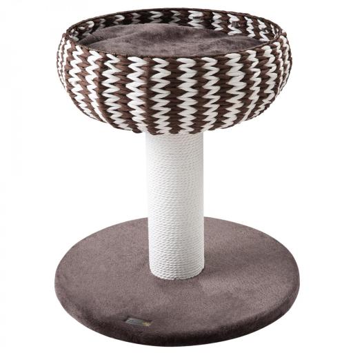 Árbol Rascador para Gatos Pequeño Altura 52 cm Torre Escalador de Gato con Cama Redonda Cojín de Felpa Suave y Poste Rascador 50x50x52 cm Café y Blanco [8]