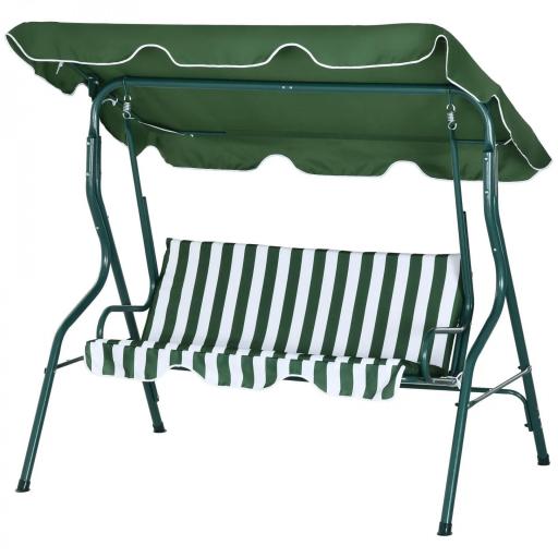 Balancín de Exterior con Toldo Ajustable en Ángulo Impermeable y Marco de Acero para Patio Balcón 170x110x153 cm Verde [9]