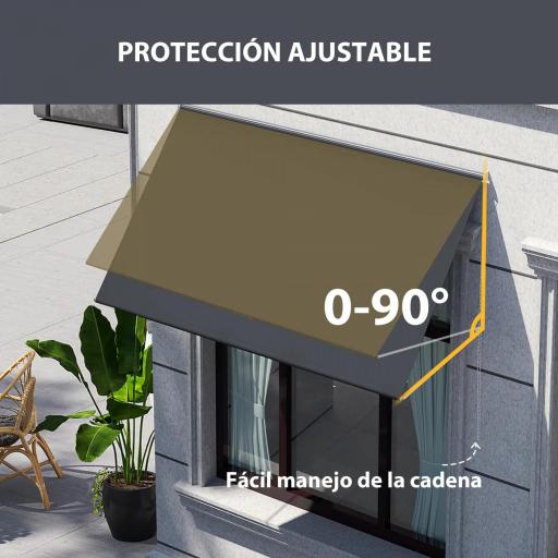 Toldo Retráctil de Exterior con Marco de Aluminio Ángulo de Inclinación Ajustable Anti-UV 150x120 cm Gris Oscuro [5]