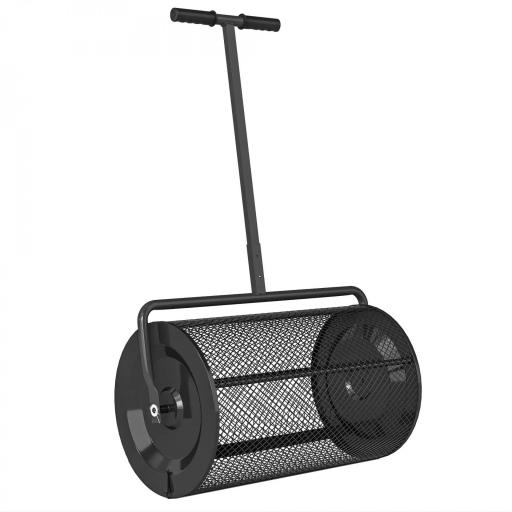 Esparcidor de Compost con Cesto de 75L Mango Ajustable y Diseño Resistente para Jardinería y Césped 70x40x112 cm Negro [8]