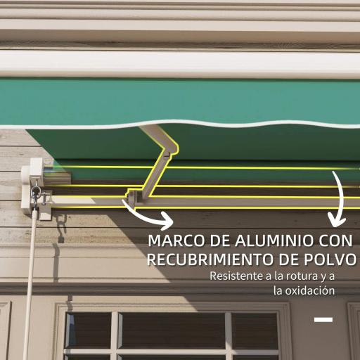 Toldo de Pared con Brazo Articulado y Manivela Marco Resistente de Aluminio y Cubierta de Poliéster 295x245 cm Verde [6]