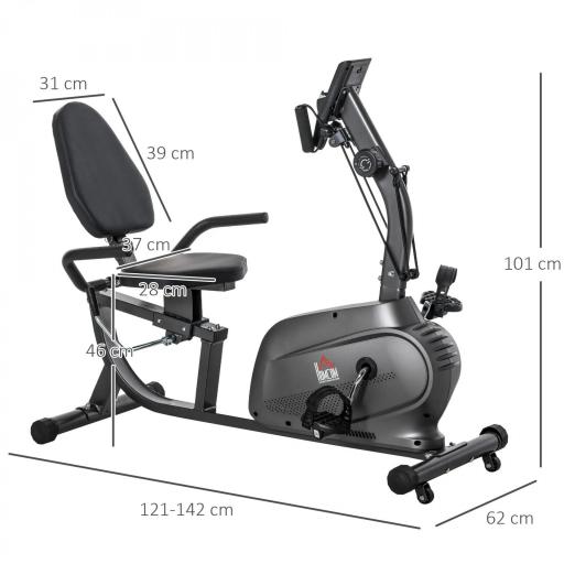 Bicicleta Estática con Respaldo de 8 Niveles de Resistencia con Volante Asiento Ajustable, Pantalla LCD y Soporte [1]