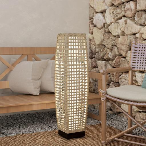 Lámpara Solar de Jardín de Ratán Sintético con Luces LED Encendido/Apagado Automático 21x21x78 cm Natural [3]