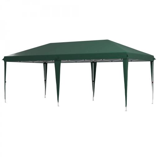 Cenador de Jardín 6x3 m Gazebo con Altura Ajustable en 3 Niveles Bolsa de Transporte Marco de Acero Anti-UV Verde [9]