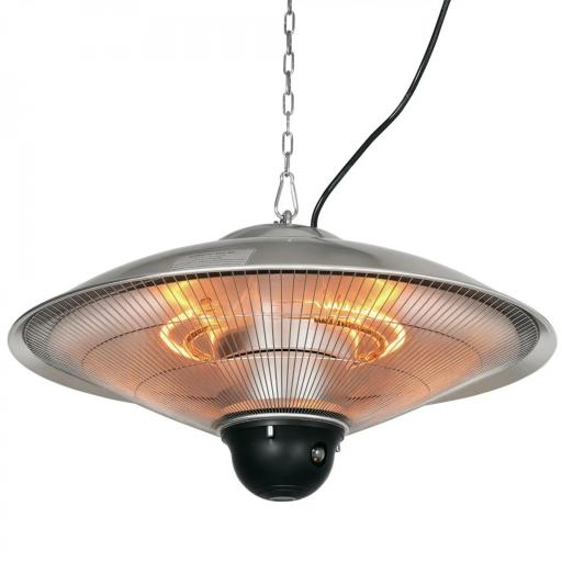Calefactor Exterior de Techo 1010/2210W Estufa de Infrarrojos con Mando a Distancia Ø58,5x33 cm 12,6 m² Plata [9]