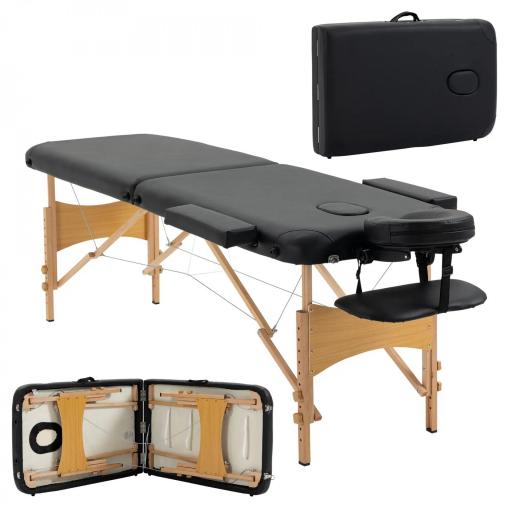 Camilla Plegable con Altura Ajustable 67-92 cm para Uso Profesional de Belleza Acupuntura y Fisioterapia 210x81 cm Negro [9]