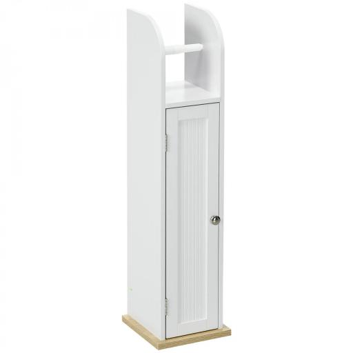 Armario de Baño con Soporte para el Papel Higiénico y Armario de 3 Compartimentos 20x20x80 cm Blanco [9]