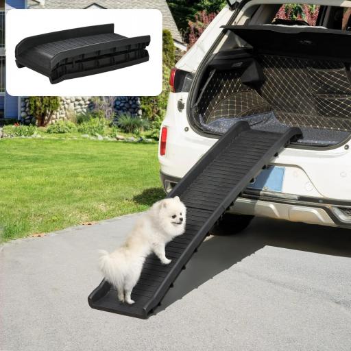 Rampa Plegable para Perros y Gatos con Almohadillas Antideslizantes para Coche Cama Sofá 155x39x14 cm Negro [8]