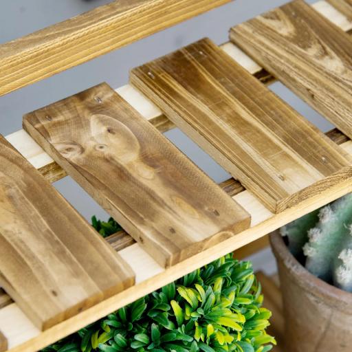 Soporte para Plantas de Madera de 3 Niveles para Interior y Exterior Terraza Jardín 100x37x93 cm Carbonizado [7]