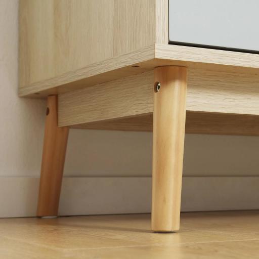 Aparador Auxiliar Mueble de Almacenamiento de Salón con 2 Armarios Cerrados y 2 Cajones Patas Elevadas de Madera de Pino para Cocina Dormitorio Entrada 100x40x79,5 cm Multicolor [7]