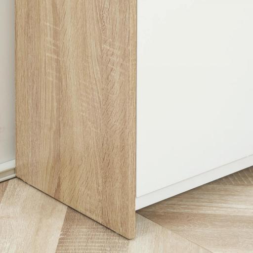 Armario de Baño con 1 Cajón y 2 Puertas Mueble Auxiliar de Estilo Moderno 60x30x90 cm Blanco y Natural [8]