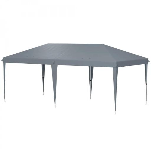 Carpa Plegable Gazebo 6x3 m con Altura Ajustable en 3 Niveles Toldo Anti-UV y Bolsa de Transporte Gris Claro [8]