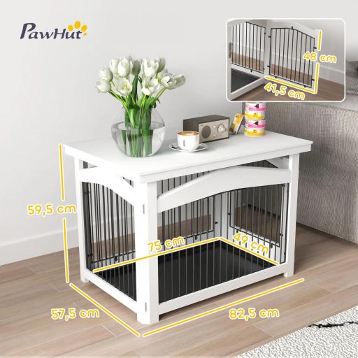 Jaula para Perros Medianos 3 en 1 con Puerta Tapa Superior Desmontable y Bandeja Extraíble 82,5x57,5x59,5 cm Blanco [1]