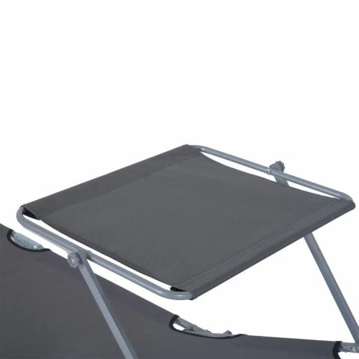 Tumbona de jardín Plegable con Toldo y Respaldo Reclinable para Jardín Terraza Acampada 187x58x36cm Gris [6]