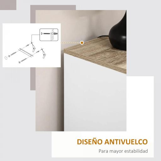 Mueble Auxiliar Moderno con 2 Puertas Estante Ajustable y Base Elevada para Salón Cocina Comedor 60x30x90 cm Blanco [3]