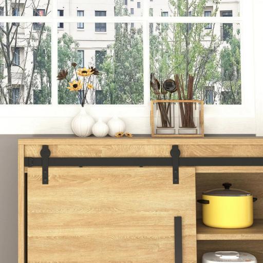 Mini Herraje para Puerta Corredera 200 cm Kit de Accesorios para Puerta Corrediza de Madera con 2 Rieles de Acero al Carbono Carga 20 kg 200x0,4x18 cm Negro [5]