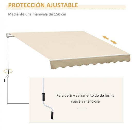 Toldo de Pared con Brazo Articulado y Manivela Marco Resistente de Aluminio y Cubierta de Poliéster 295x245 cm Beige [6]