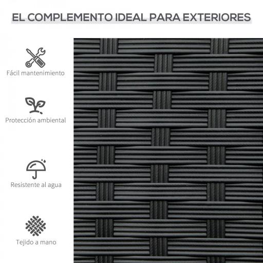 Banco de Jardín de 2 Plazas Banco para Exterior con Respaldo y Asiento de Ratán PE Carga 240 kg 122x60x85 cm Negro [4]