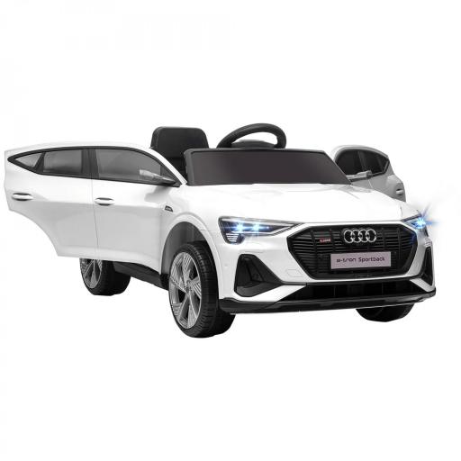 Coche de Batería para Niños 12V Audi E-tron con Mando a Distancia Faros Bocina Música Velocidad 3-5 km/h Blanco [9]
