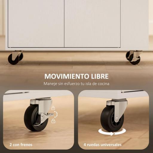 Isla de Cocina con 2 Puertas Cajón Especiero de 3 Niveles Toallero y Estante Ajustable 82x38x86,5 cm Blanco [6]