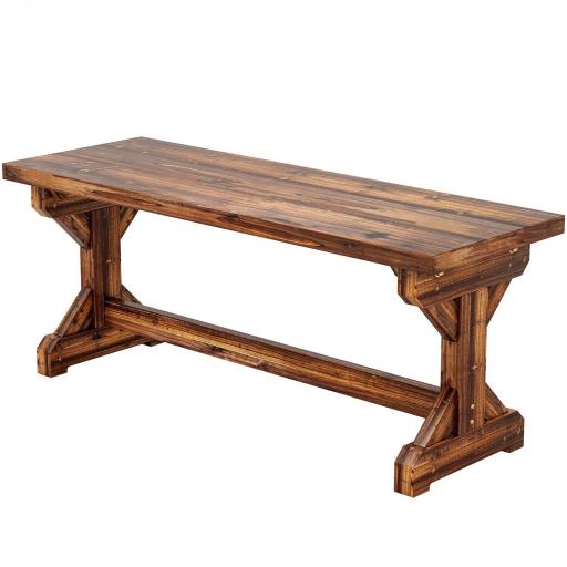 Banco de Jardín de Madera Banco Rústico Exterior de 2 Plazas con Base en Forma de X Carga 240kg 114x40x46cm Carbonizado [8]