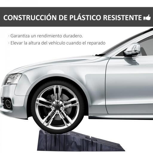 Juego de 2 Rampas Portátiles de Plástico Carga 3 Toneladas para Coches Estándares Furgonetas Pequeñas 91x30x21 cm Negro [3]