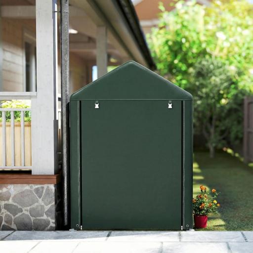 Carpa de Jardín para Bicicletas 1,2x1,8x1,65 m con 2 Habitaciones Puerta con Cremallera Impermeable Anti-UV Verde [4]