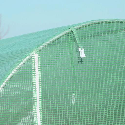 Invernadero de Túnel 500x200x205 cm Invernadero de Jardín con Puerta Enrollable y 8 Ventanas Cubierta PE 140 g/m² Verde [5]