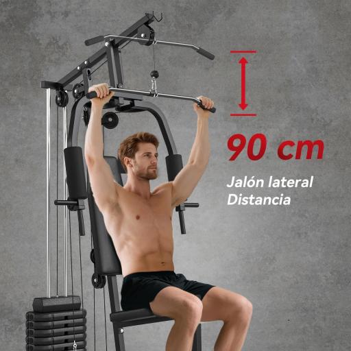 Máquina de Musculación con Pesas Ajustables de 45 kg Prensa de Pecho y Piernas Polea 135x103x200 cm Negro [4]