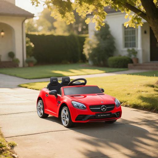 Coche Eléctrico para Niños de +3 Años Mercedes SLC 300 con Batería 12V Mando a Distancia Faros LED Bocina Música Rojo [7]