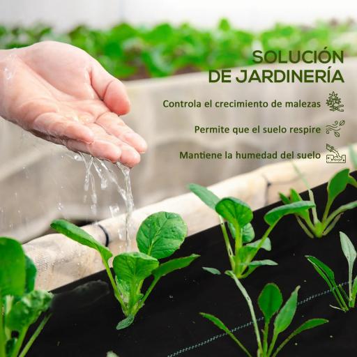 Malla Geotextil 2x25 m Malla de Jardín contra Malas Hierbas 60 g/m² Rollo de Malla Antimaleza Negro [5]