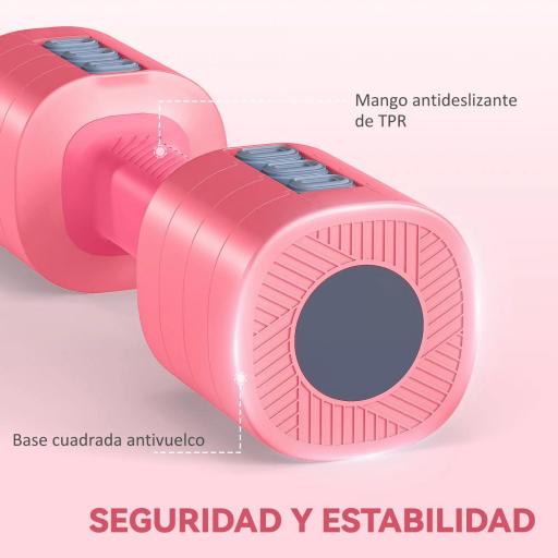Juego de Mancuernas Ajustables 4 en 1 de 1/1,5/2/2,5 kg con Mangos Antideslizantes y Diseño Cuadrado para Casa Gimnasio [5]
