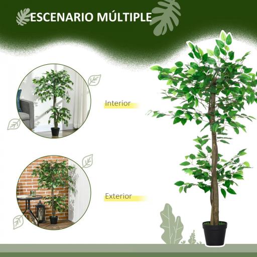 Árbol de Té Artificial 120 cm Planta Artificial con 546 Hojas Musgo y Maceta Planta Artificial Decorativa Verde [6]