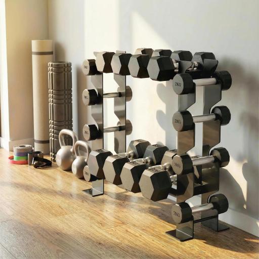 Soporte para Mancuernas de 4 Niveles Estante de Pesas de Acero Resistente para Gimnasio Casa Carga 200 kg 70x21x55 cm [7]