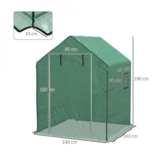Cubierta de Repuesto de Invernadero 140x143x190 cm con Ventana Puerta con Cremallera Anti-UV Protección de Plantas Verde [1]