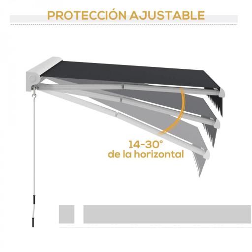 Toldo Eléctrico Retráctil y Manual 250x200 cm Toldo Portátil con Mando a Distancia Manivela Marco de Aluminio Gris [3]