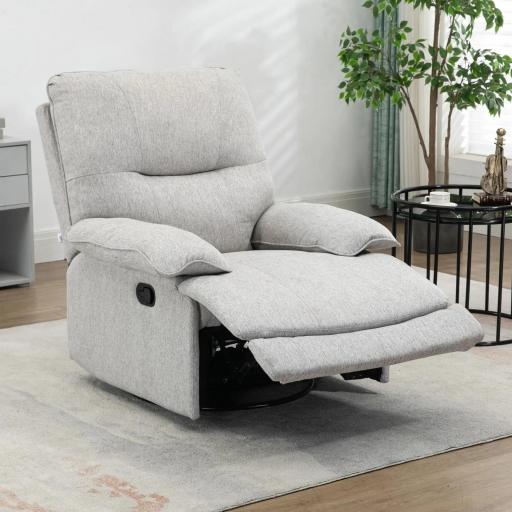 Sofá Reclinable Manual Sillón Relax Tapizado en Tela Reposapiés Carga 160 kg para Personas 150-190 cm 89x98x101 cm Gris [3]