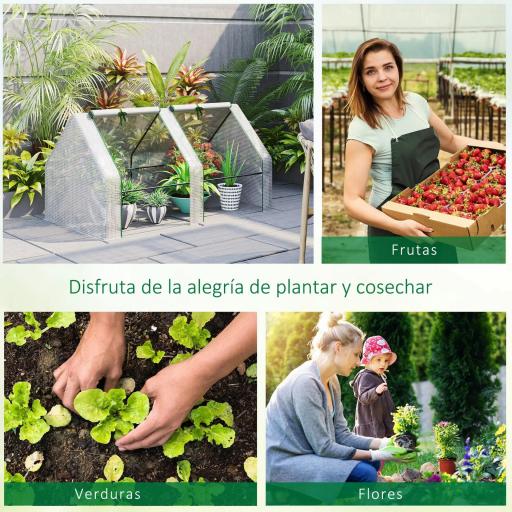 Mini Invernadero de Jardín Terraza 180x90x90cm Tipo Caseta Tubo de Acero con 2 Ventanas Enrollables Vivero Casero Blanco [5]
