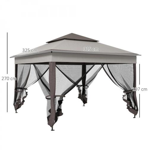 Carpa Plegable Gazebo 3,3x3,3 m con 4 Paredes Laterales de Malla Anti-UV y Bolsa de Transporte Gris [1]