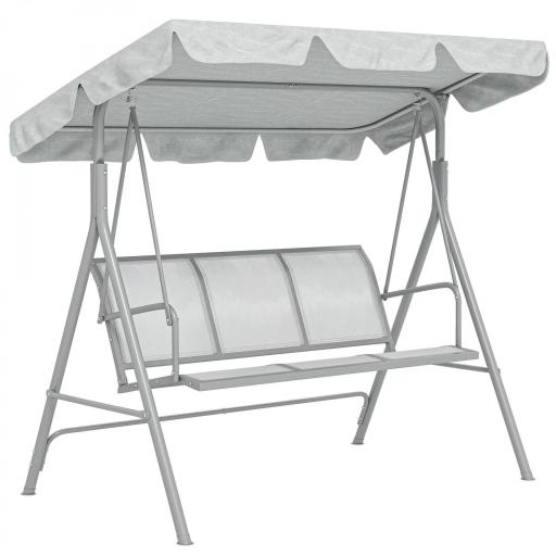 Balancín Jardín Exterior de 3 Plazas con Toldo Ajustable Respaldo Transpirable y Marco de Metal 171x108x154 cm Gris [9]