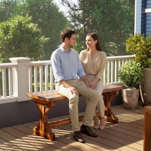 Banco de Jardín de Madera Banco Rústico Exterior de 2 Plazas con Base en Forma de X Carga 240kg 114x40x46cm Carbonizado [7]