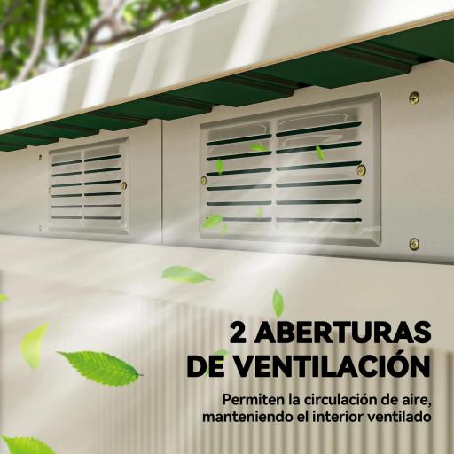 Cobertizo de Jardín 213x130x172 cm Caseta de Exterior Metálica para Almacenamiento de Herramientas Verde Oliva [3]