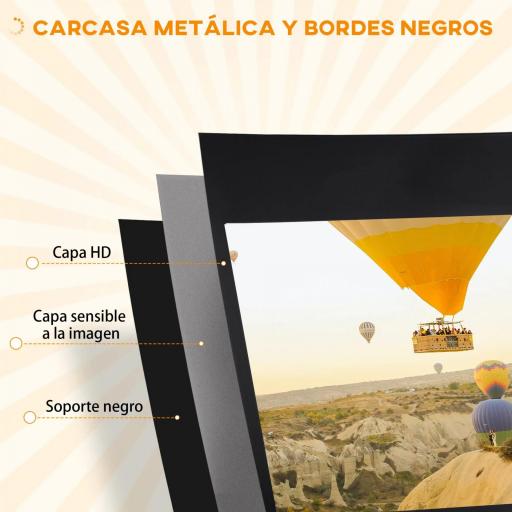 Pantalla de Proyección con Soporte Portátil 84 Pulgadas Formato 16:9 con Altura Ajustable 186x105 cm Negro [5]