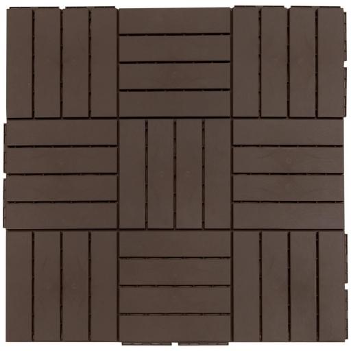 Set de 9 Baldosas Cuadradas de 30x30 cm con Área de 0,81 m² Losetas Sistema de Clic para Balcón Terraza Jardín Marrón [8]
