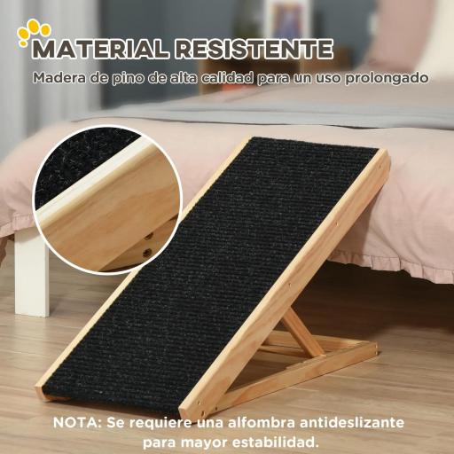 Rampa Plegable para Perros y Gatos de Madera con Altura Ajustable de 4 Niveles y Alfombra Antideslizante Escaleras de Mascotas para Coche Cama y Sofá 90x40x61 cm Natural [2]