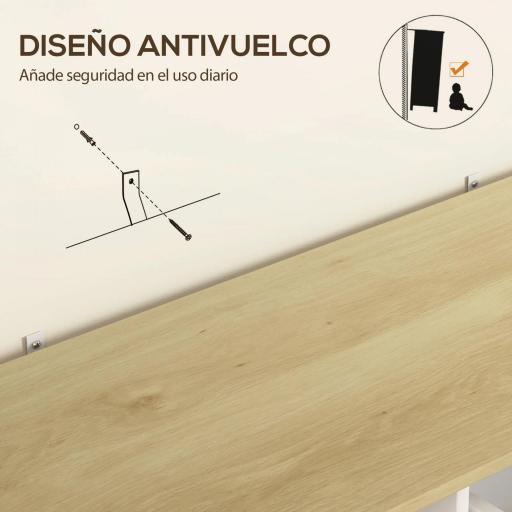 Aparador de Cocina con Estante de Puerta Cajón Puertas Magnéticas Estantes Ajustables 105x40x83 cm Blanco y Roble [4]