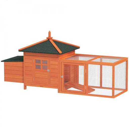 Gallinero de Madera Exterior Jaula para Gallinas con Nidos Corral Bandeja Extraíble Tapa Abatible 196x76x97 cm Naranja [9]