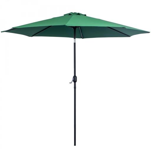 Sombrilla de Jardín Ø295x250 cm con Manivela Parasol Exterior con Mecanismo de Inclinación y Poste Desmontable de Metal para Terraza Piscina Patio Verde [8]